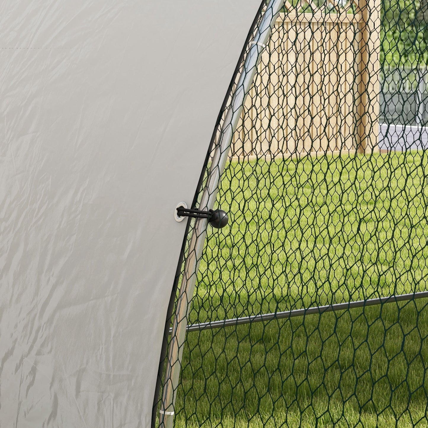 Pawhut Gallinero Para Exterior 304x560x220 Cm Cubierta De Tela Oxford Plata_3