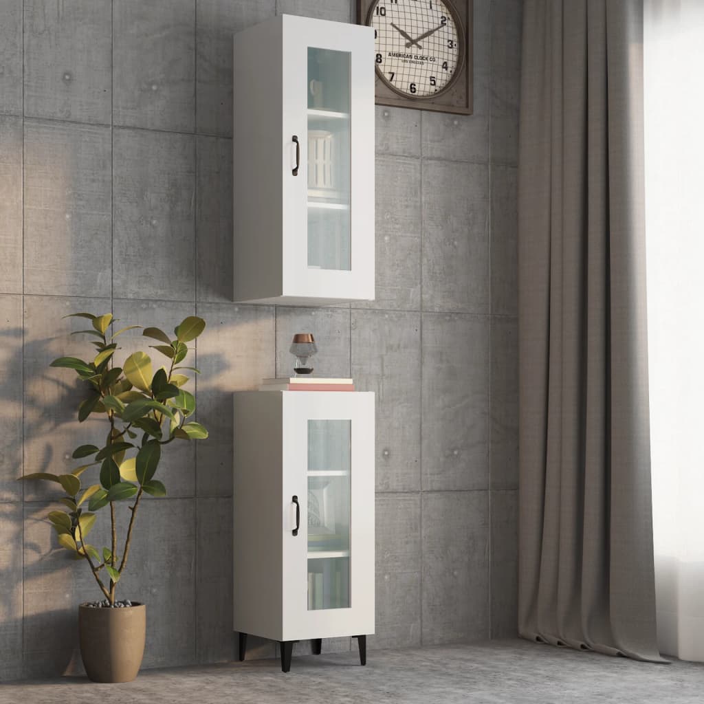 Armario De Pared Colgante Blanco Brillante 34,5x34x90 Cm / Vetonek_3