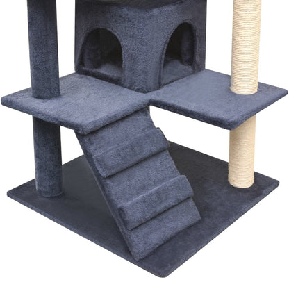Vidaxl Rascador Para Gatos Poste Rascador De Sisal 125 Cm Azul Oscuro_3