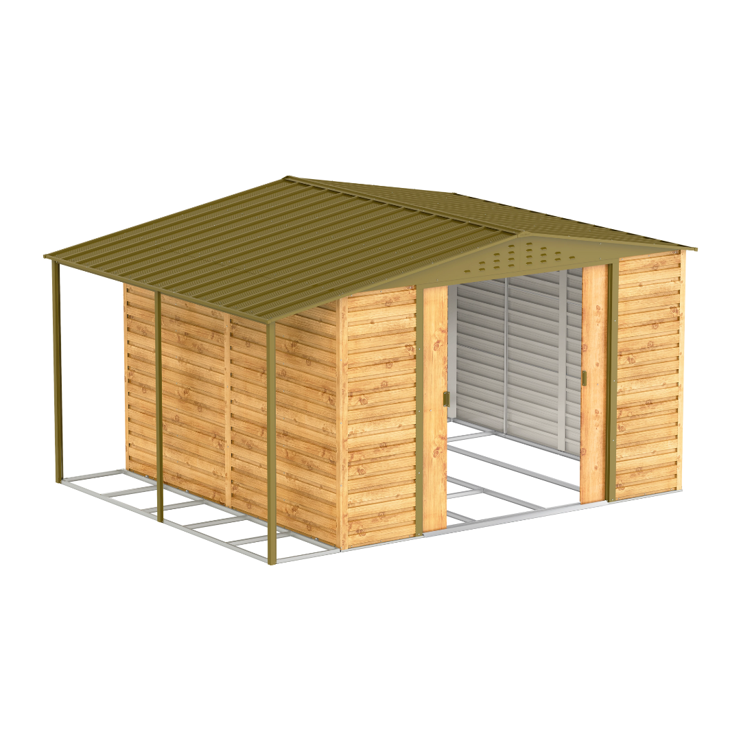 Extensión Lateral De Casetas De Jardín Duramax Alpine 10×10 Imitación Madera_1