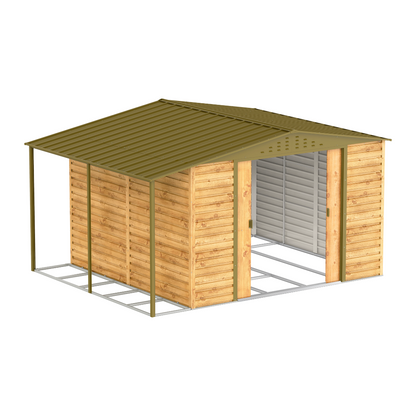 Extensión Lateral De Casetas De Jardín Duramax Alpine 10×10 Imitación Madera_1