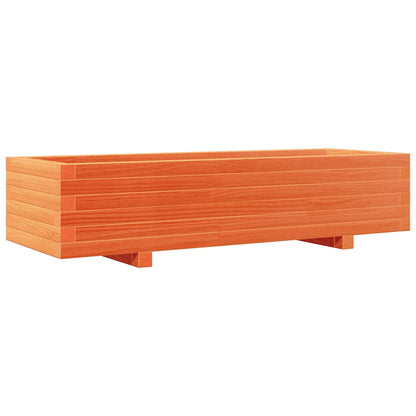 Jardinera De Madera Maciza De Pino Marrón Cera 110x40x26,5 Cm_0