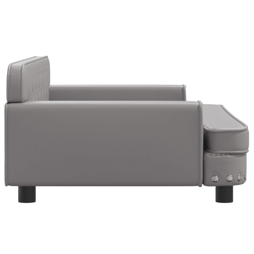 Cama Para Perros De Cuero Sintético Gris 90x53x30 Cm / Vetonek_2