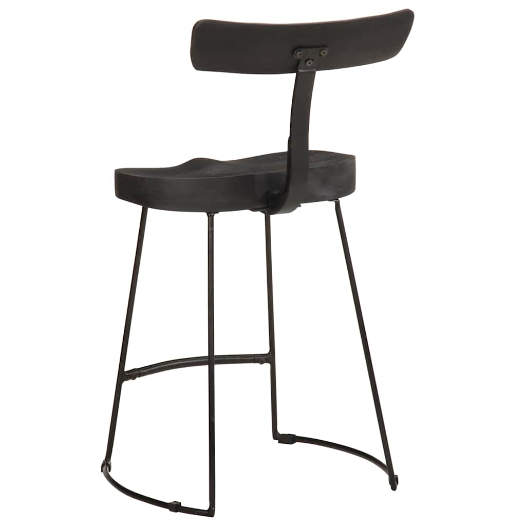 Taburetes De Barra 2 Uds Negro 49x43x79 Cm Madera Maciza Mango_2