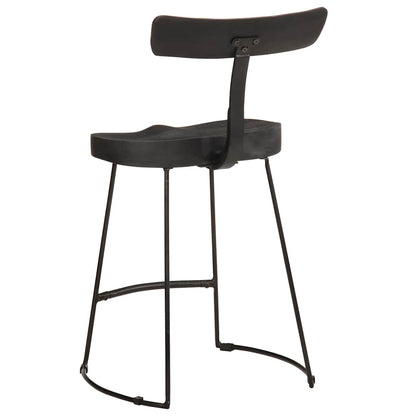 Taburetes De Barra 2 Uds Negro 49x43x79 Cm Madera Maciza Mango_2