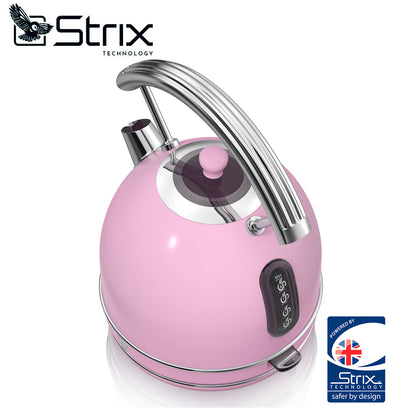 Swan Retro Hervidor Agua Eléctrico, 1,8 L, Resistencia Oculta Acero Inoxidable, Sin Bpa, Inalámbrico, Sk14630pneu, Rosa_3