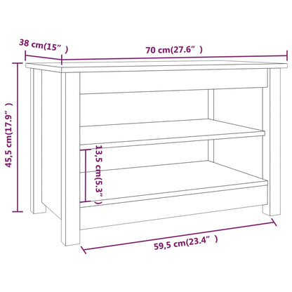 Banco Zapatero Madera De Pino Maciza Gris 70x38x45,5 Cm / Vetonek_0
