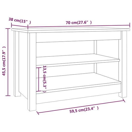 Banco Zapatero Madera De Pino Maciza Gris 70x38x45,5 Cm / Vetonek_0