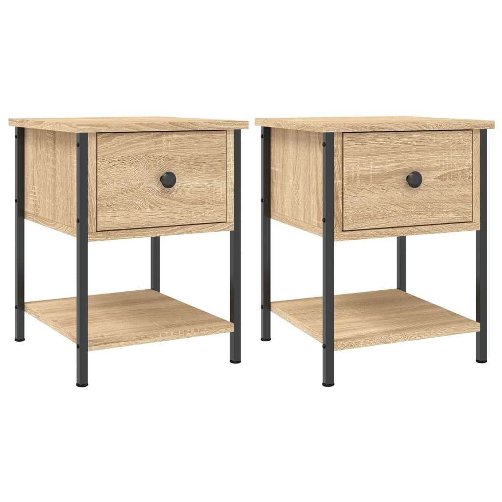 Mesita Noche 2 Uds Madera Ingeniería Roble Sonoma 34x35,5x45 Cm_0
