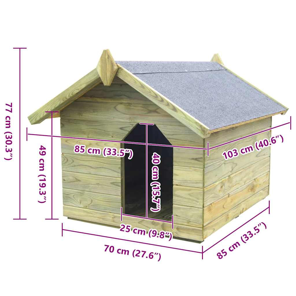 Vidaxl Casa De Perros De Jardín Tejado Abierto Madera Pino Impregnada_2