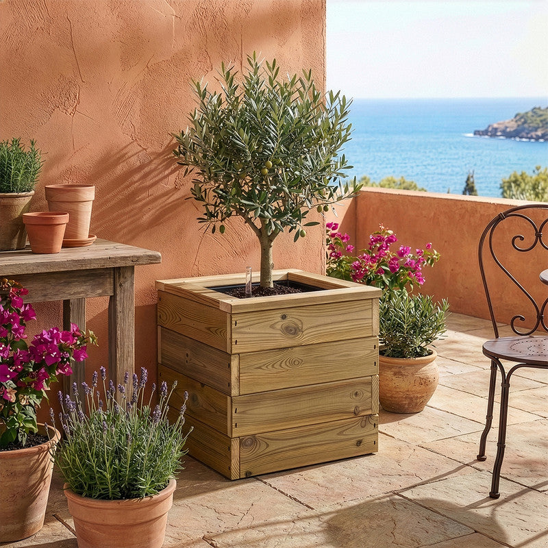 Jardinera De Madera Con Autorriego 40x40x40 Cm Nidum Basic Hortalia_1