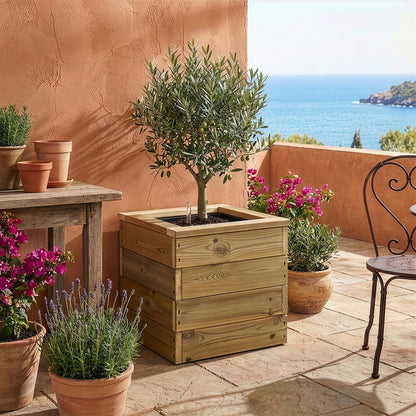 Jardinera De Madera Con Autorriego 40x40x40 Cm Nidum Basic Hortalia_1