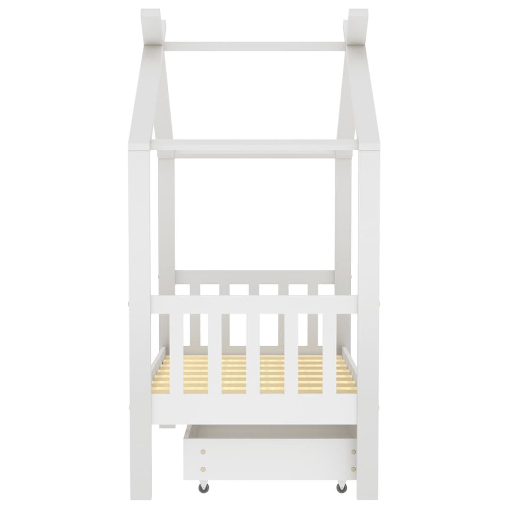 Vidaxl Estructura De Cama Niños Y Cajón Madera Maciza Blanca 70x140 Cm_3