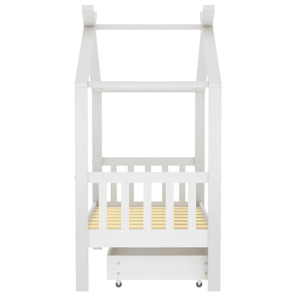 Vidaxl Estructura De Cama Niños Y Cajón Madera Maciza Blanca 70x140 Cm_3