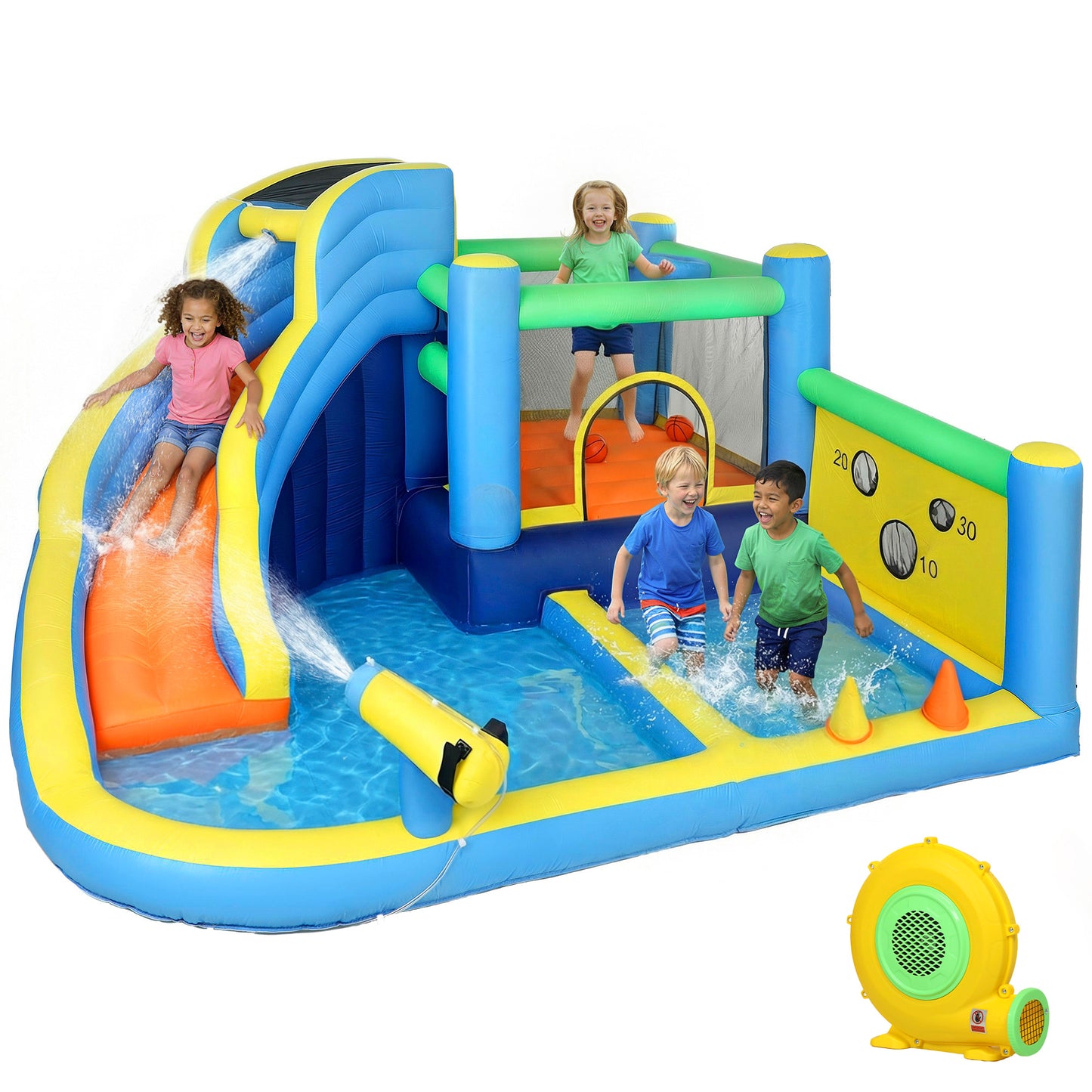 Aiyaplay Castillo Hinchable Acuático 8 En 1 Con Soplador 550w Tobogán Trampolín_0
