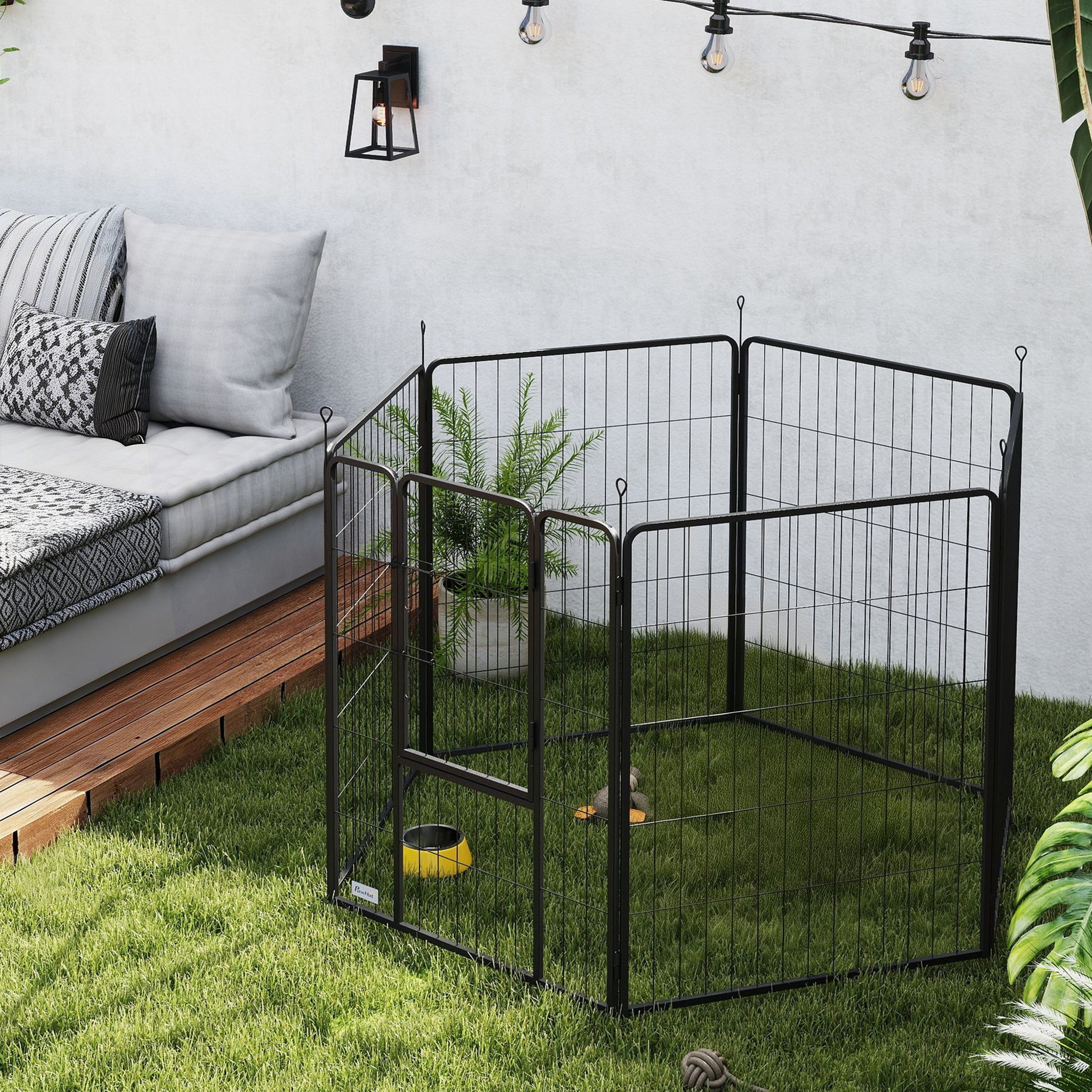 Pawhut Parque Para Perros De 6 Paneles De 100 Cm De Altura Con Puerta Negro_1