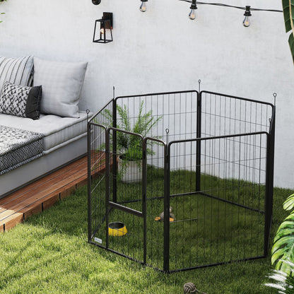 Pawhut Parque Para Perros De 6 Paneles De 100 Cm De Altura Con Puerta Negro_1