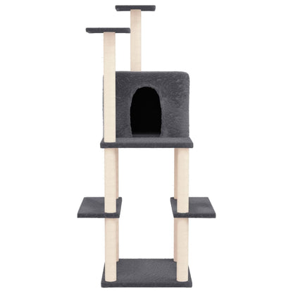 Rascador Para Gatos Con Postes De Sisal Gris Oscuro 144,5 Cm_2