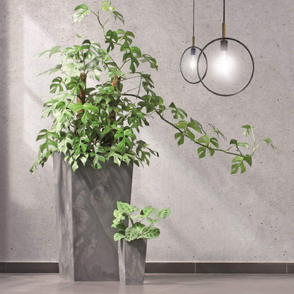 Maceta Alta 19 L Prosperplast Urbi Square Effect De Plástico Con Depósito En Color Antracita, 44,9 (alto) X 24 (ancho) X 24 (profundo) Cms