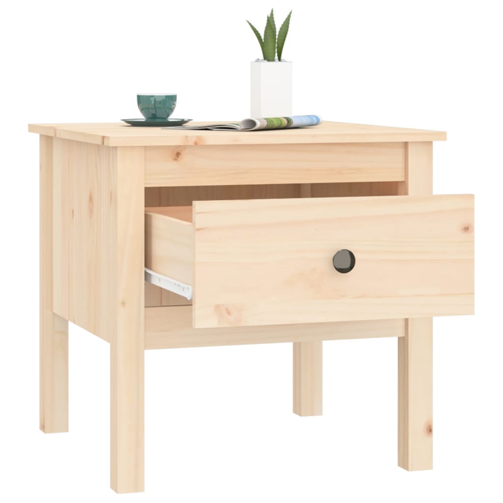 Mesa Auxiliar De Madera Maciza De Pino 50x50x49 Cm_3
