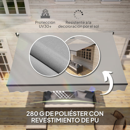 Outsunny Toldo Manual Retráctil 360x220 Cm Protección Uv30+ Gris_4