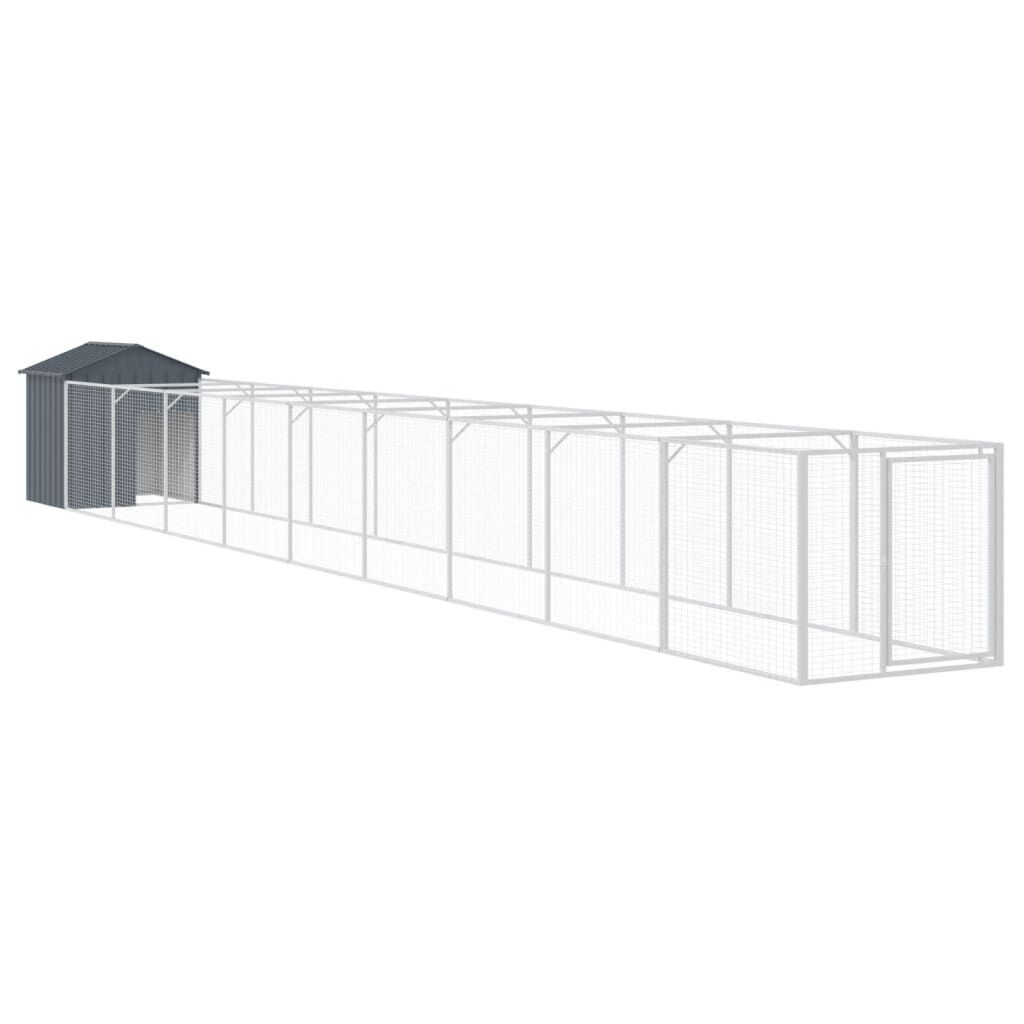 Vidaxl Caseta Perros Con Tejado Acero Galvanizado Gris 117x1017x123 Cm_0