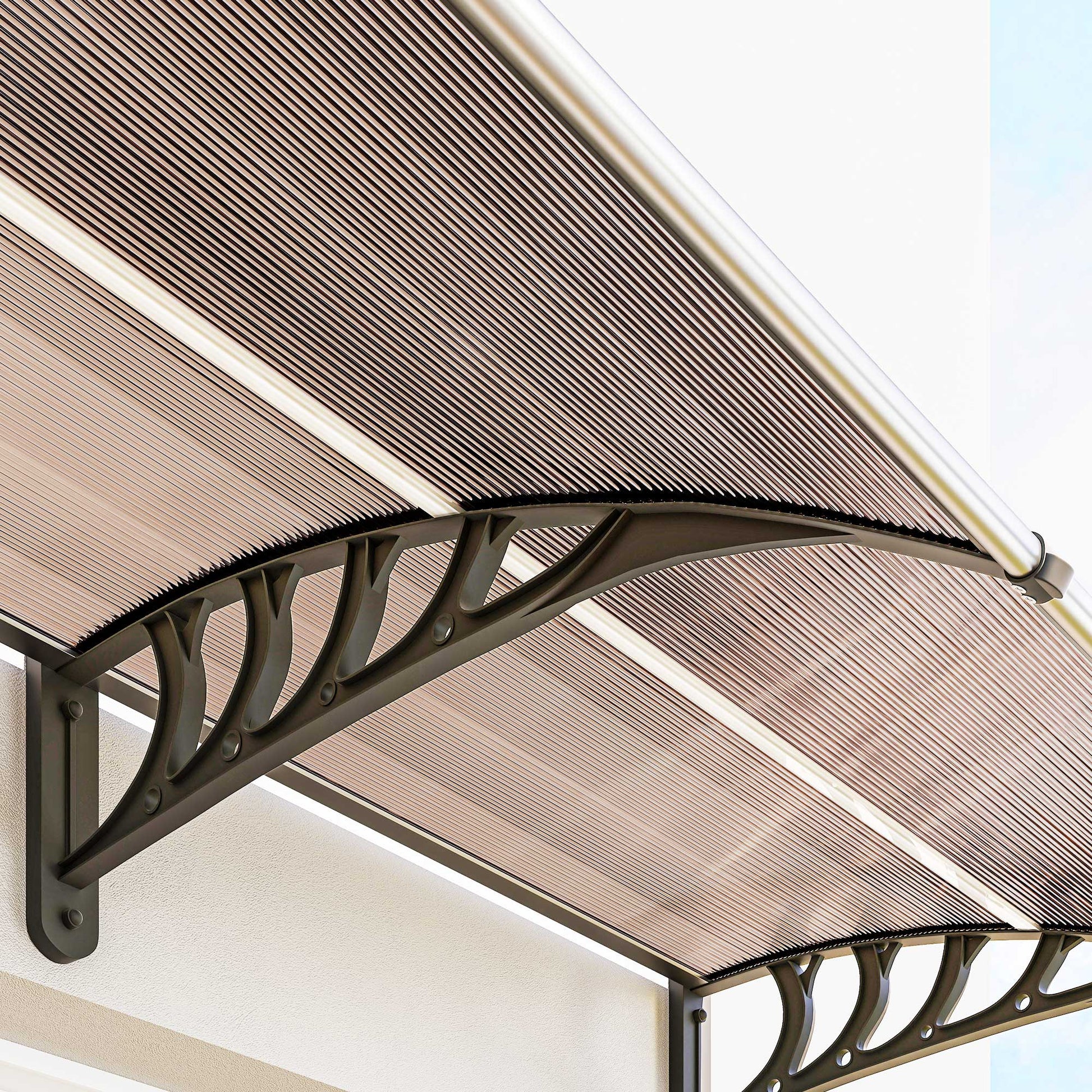 Outsunny Tejadillo De Protección 303x96 Cm Para Puertas Y Ventanas Marrón_3