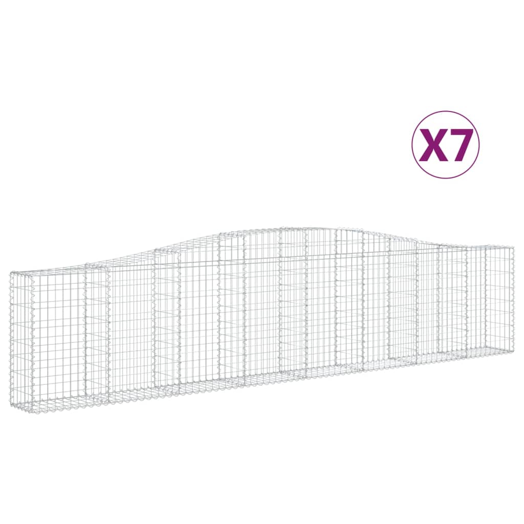 Cestas De Gaviones 7 Uds Forma De Arco Hierro 400x30x80/100 Cm_0