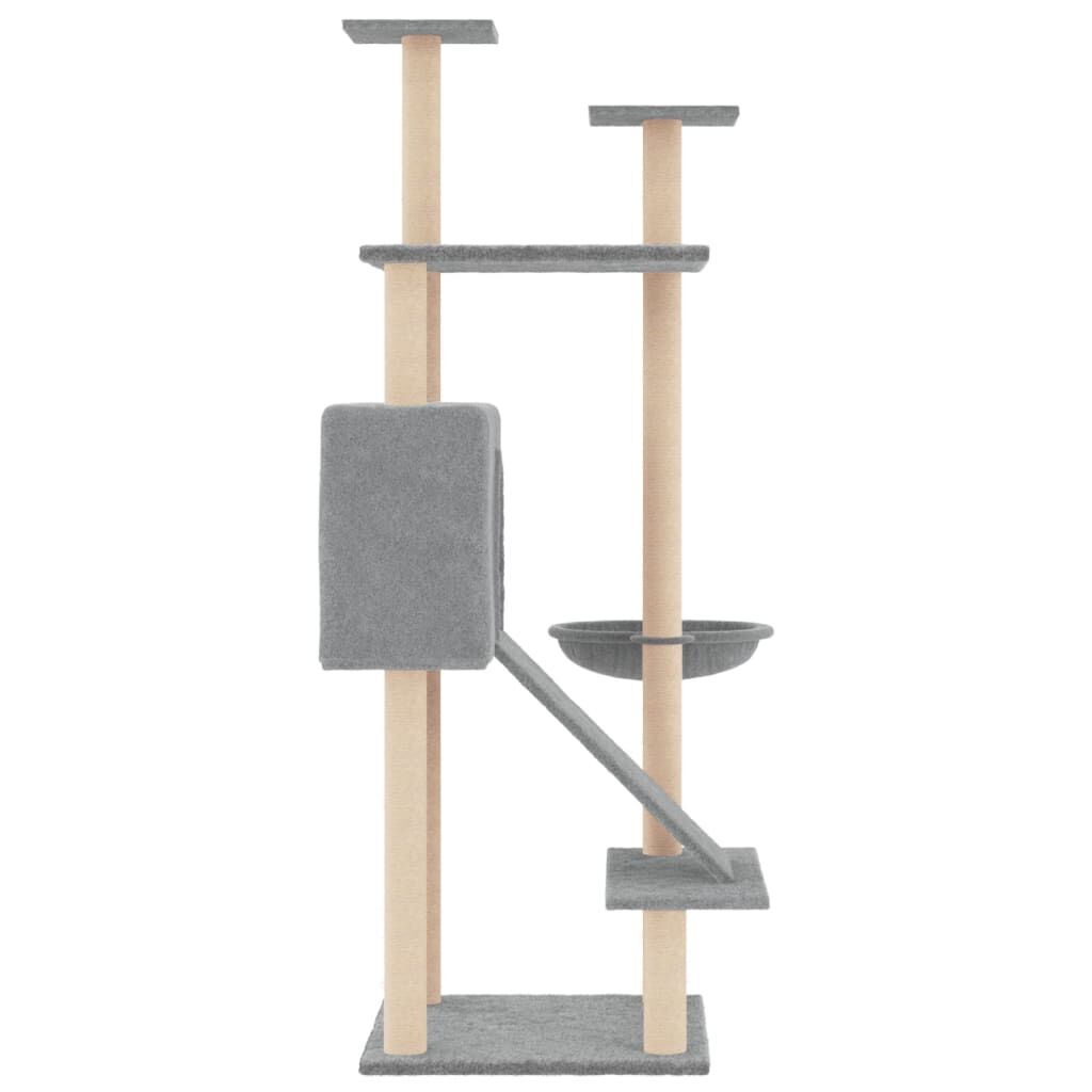 Vidaxl Rascador Para Gatos Con Postes De Sisal Gris Claro 153 Cm_3