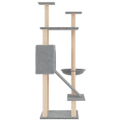 Vidaxl Rascador Para Gatos Con Postes De Sisal Gris Claro 153 Cm_3