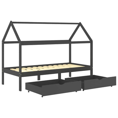 Vidaxl Estructura De Cama Infantil Y Cajones Madera Pino Gris 90x200cm_4
