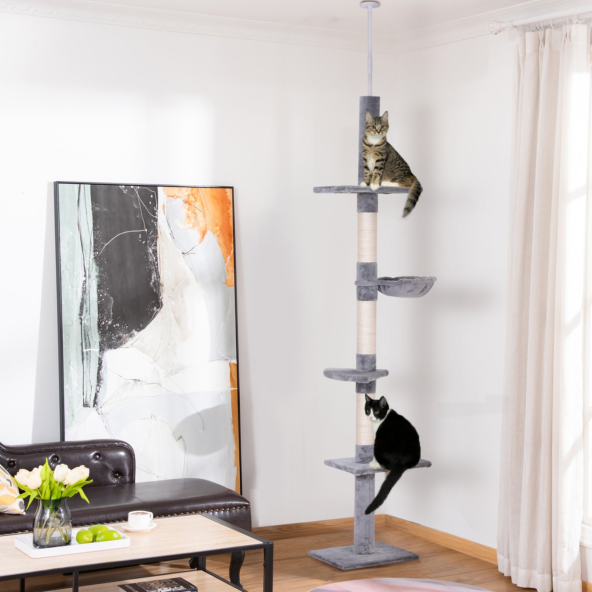 Pawhut Árbol Rascador Para Gatos De 230-260 Cm_1