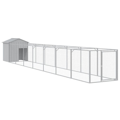 Vidaxl Caseta Perros Tejado Acero Galvanizado Gris Claro 117x813x123cm_0
