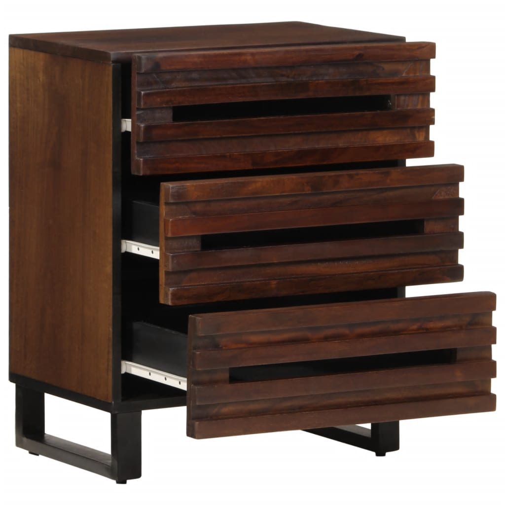 Mesita De Noche Madera Maciza Mango Marrón 50x34x62 Cm_1