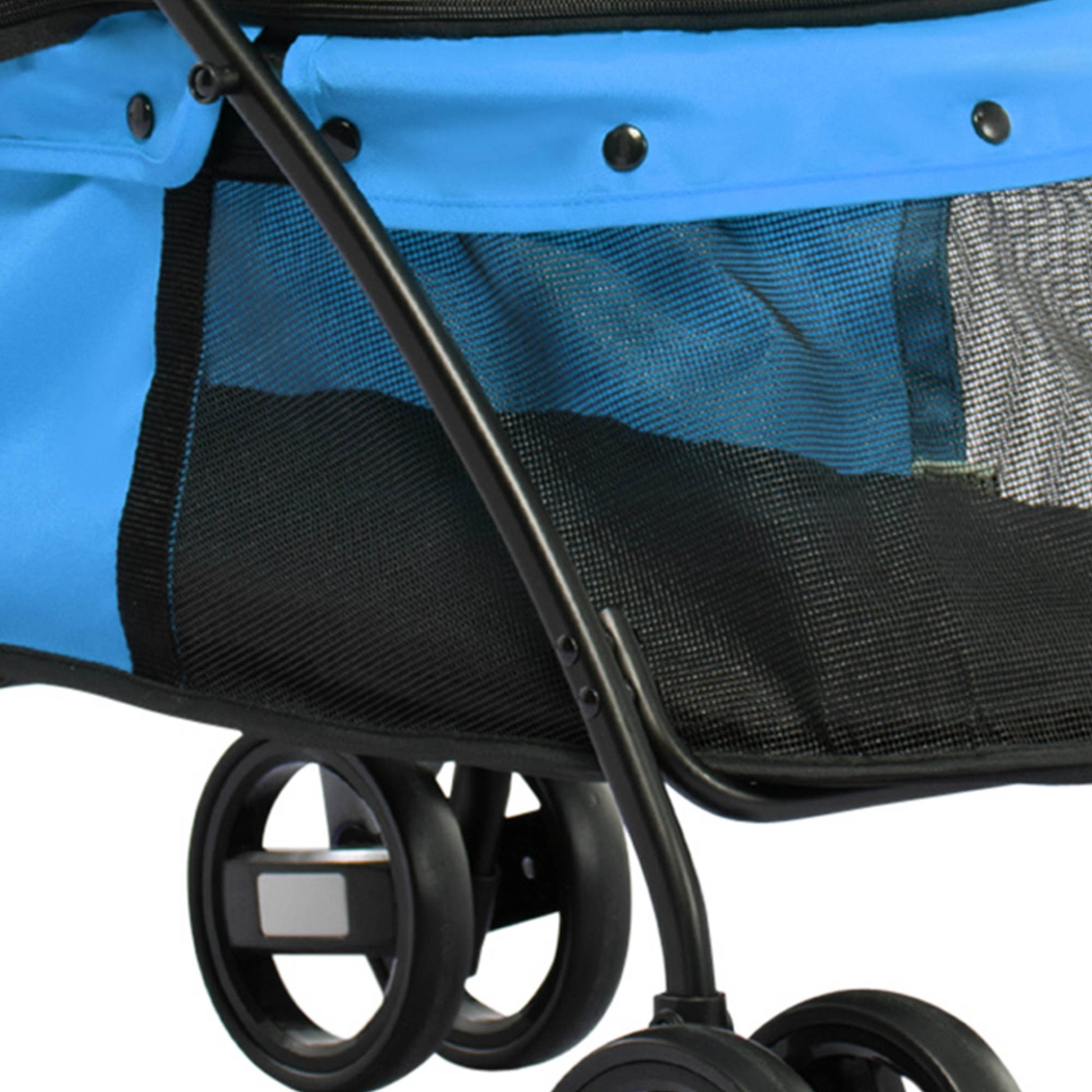 Pawhut Carrito Para Perros Plegable Con Ventanas De Malla Cojín Lavable Azul_4