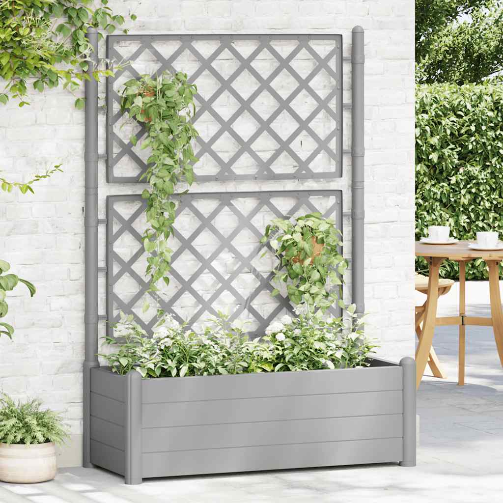 Jardinera Con Enrejado Pp Gris Piedra 100x43x142 Cm_2