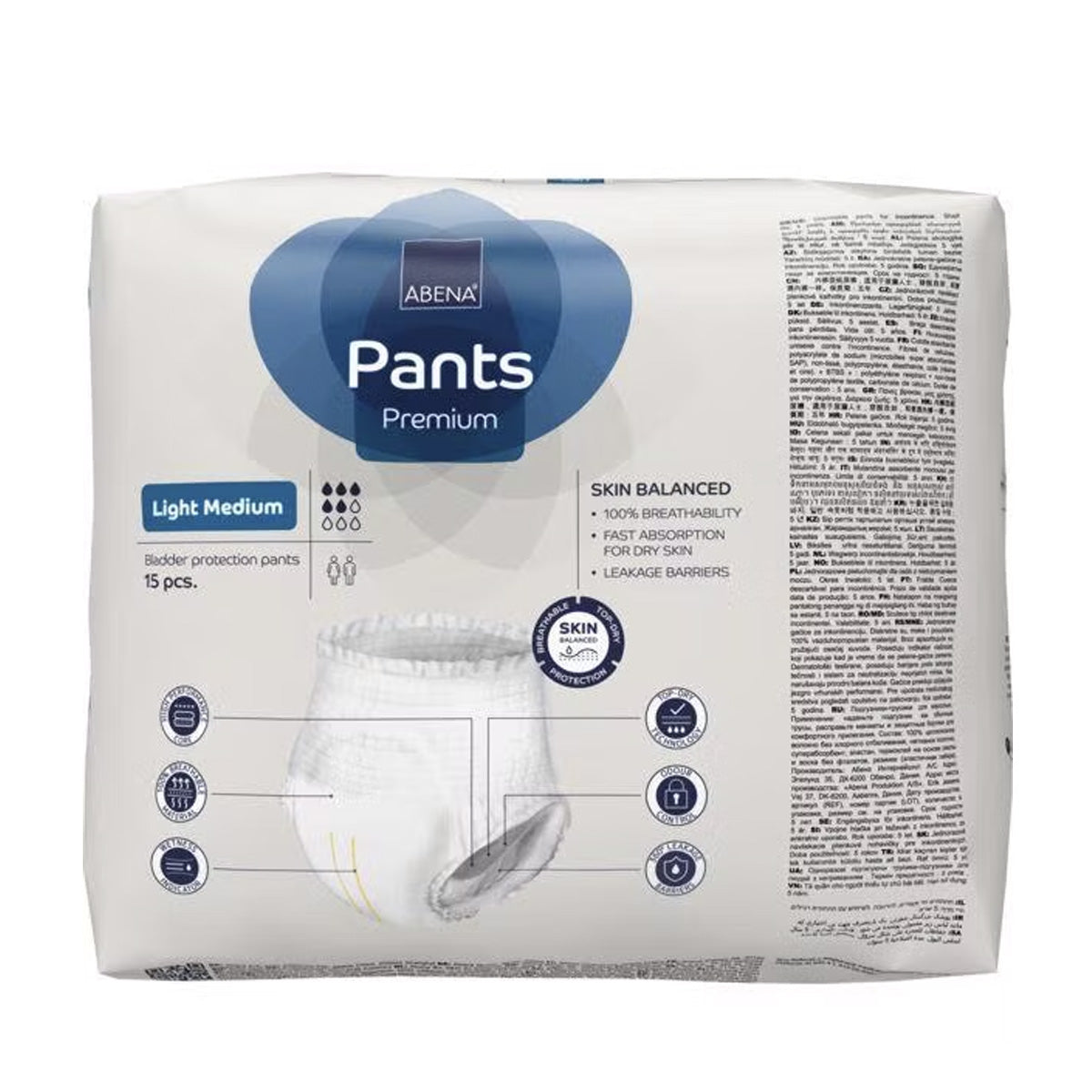 Pants Light para la incontinencia leve, Talla M, ABENA 15 uds