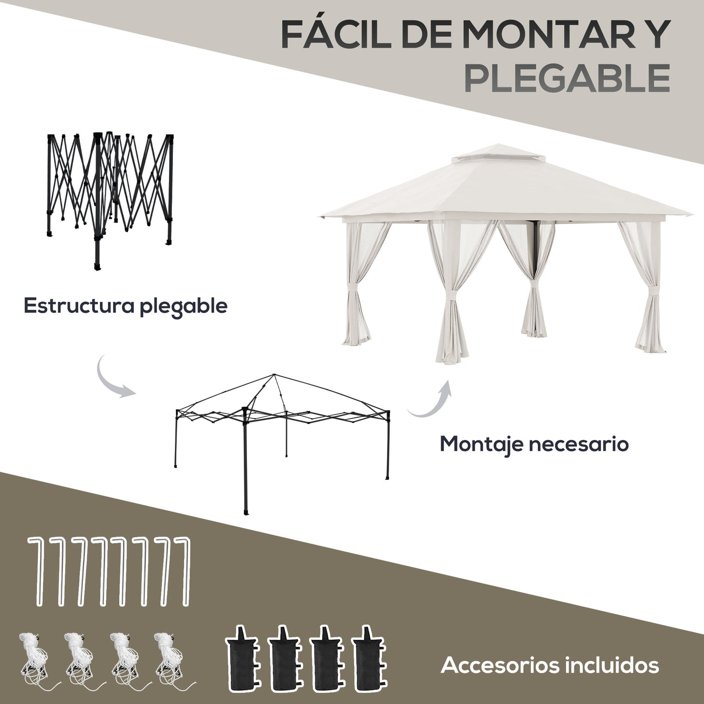 Outsunny Carpa Plegable Pop-up 4x4x2_4