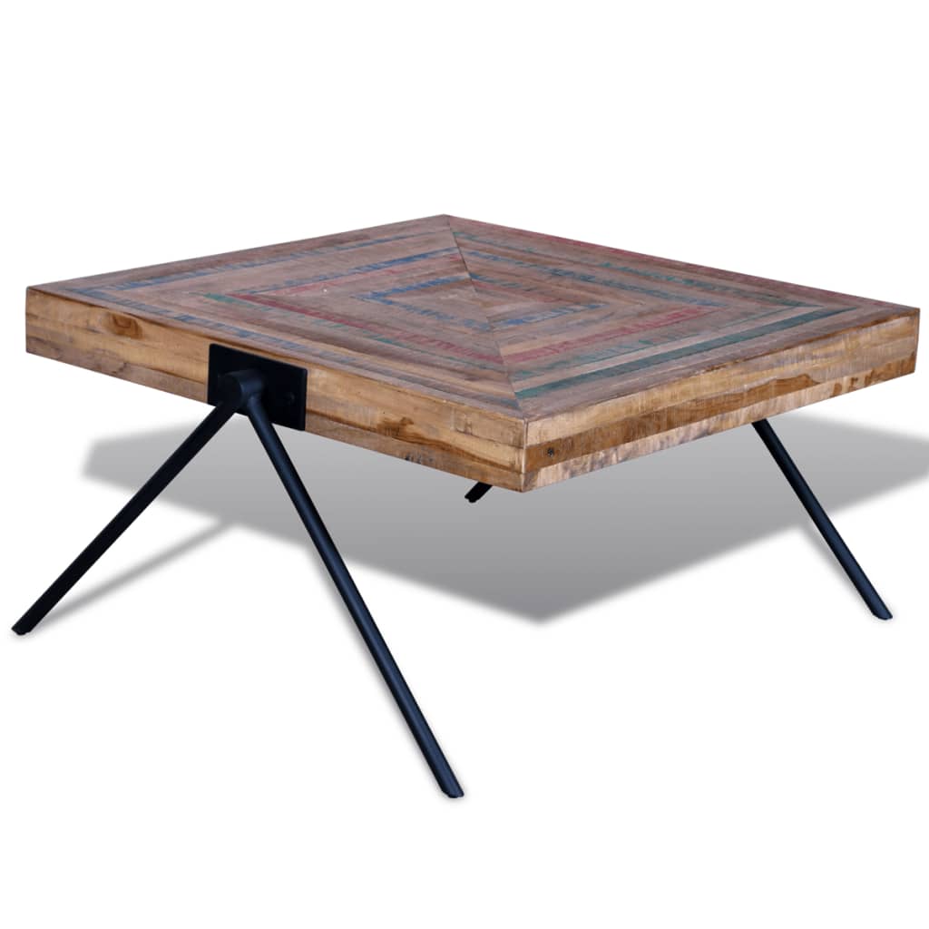 Mesa De Centro Con Patas En Forma De V Madera De Teca Reciclada_3