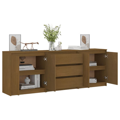 Armario Auxiliar Marrón Miel Madera Maciza De Pino 180x36x65 Cm_3