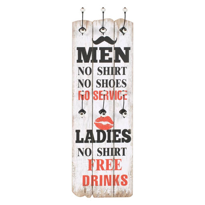 Perchero De Pared Men Ladies Con 6 Ganchos 120x40 Cm_0