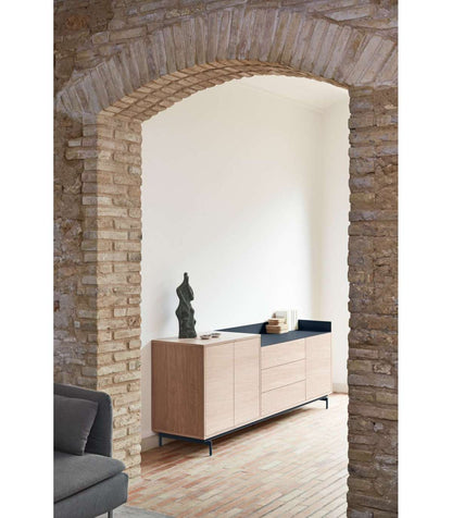 Mueble Aparador Para Comedor Modelo Valley 3 Puertas 3 Cajones Acabado Roble/azul Oscuro,_1