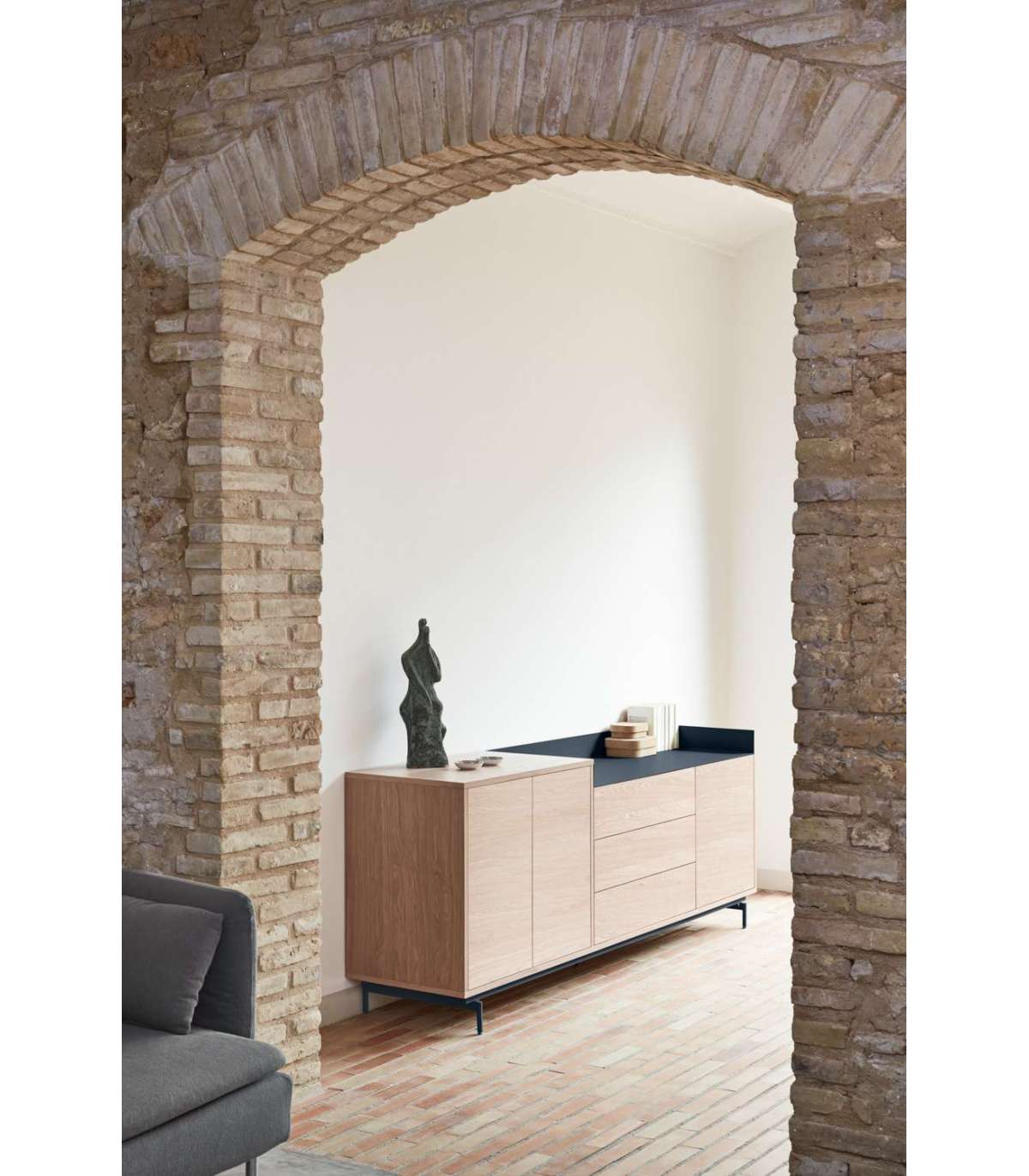 Mueble Aparador Para Comedor Modelo Valley 3 Puertas 3 Cajones Acabado Roble/azul Oscuro,_5