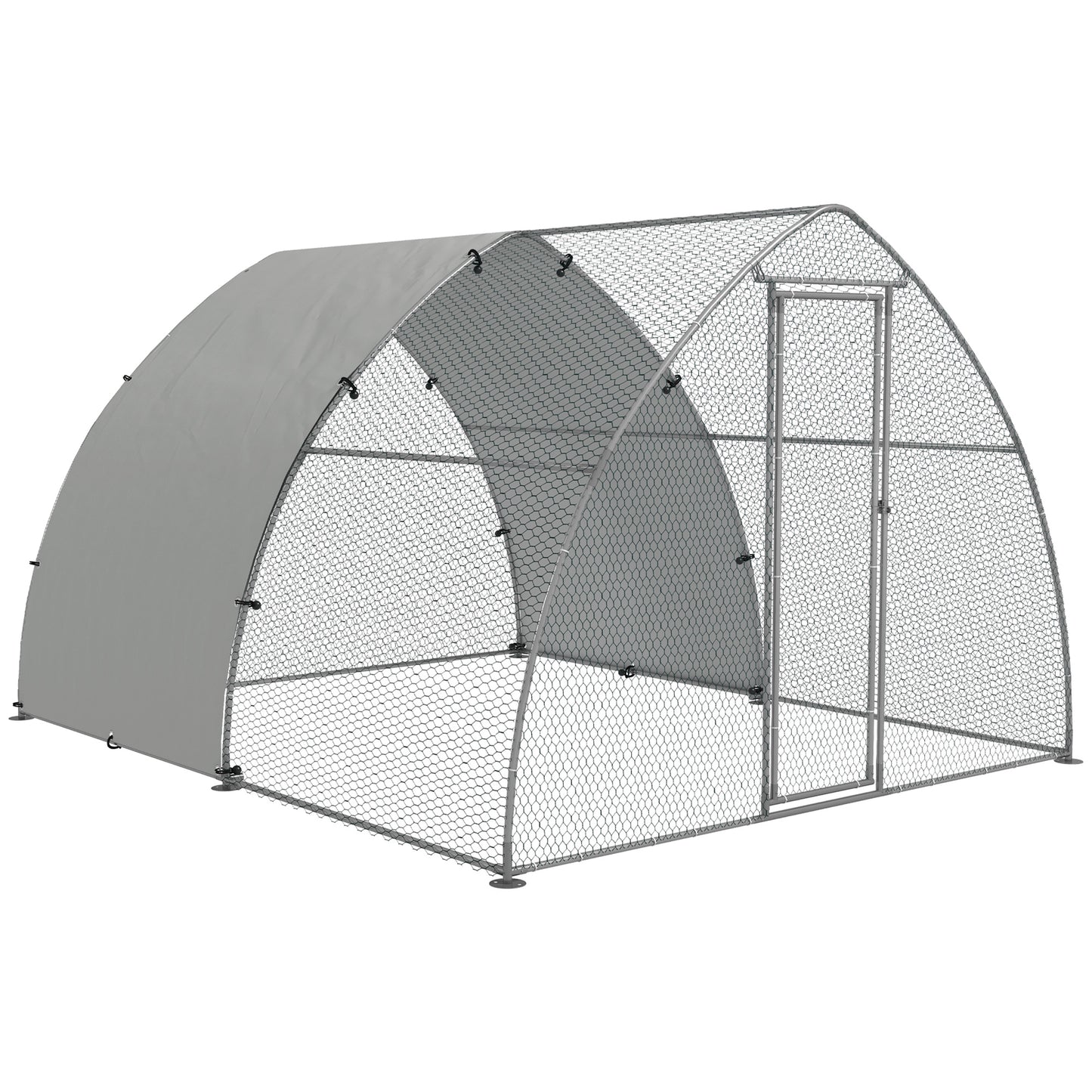 Pawhut Gallinero Para Exterior 304x375x220 Cm Cubierta De Tela Oxford Plata_0
