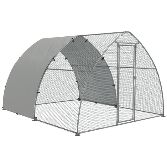 Pawhut Gallinero Para Exterior 304x375x220 Cm Cubierta De Tela Oxford Plata_0