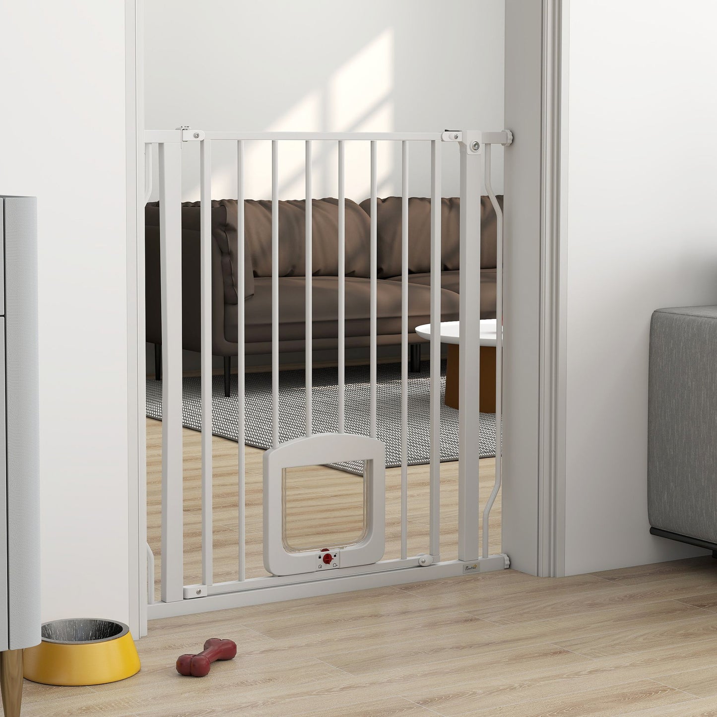 Pawhut Barrera De Seguridad Para Perros Para Escaleras Y Puertas 75-85 Cm Blanco_1