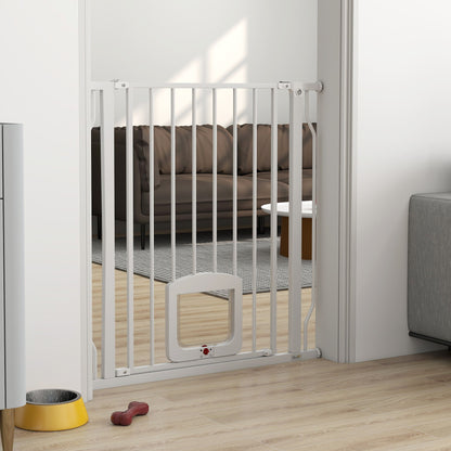 Pawhut Barrera De Seguridad Para Perros Para Escaleras Y Puertas 75-85 Cm Blanco_1