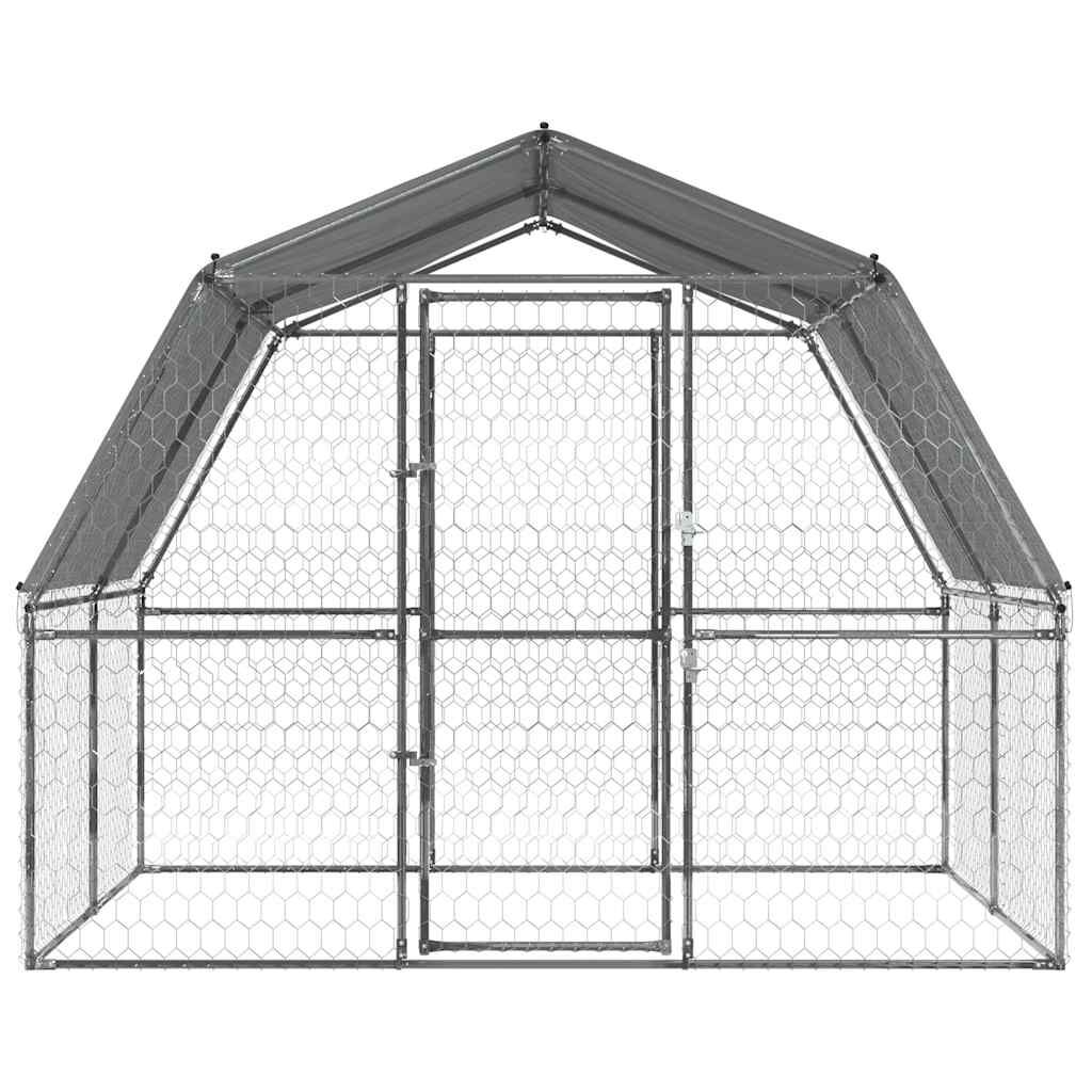 Vidaxl Jaula Para Perros Con Techo Y Puerta Acero Galvanizado Plateado_3