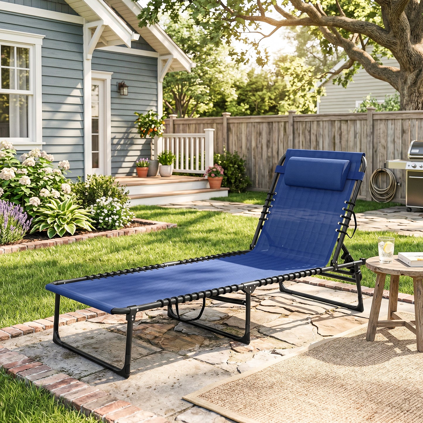 Outsunny Tumbona Plegable Y Ajustable De 4 Posiciones Con Sistema De Cordones_4