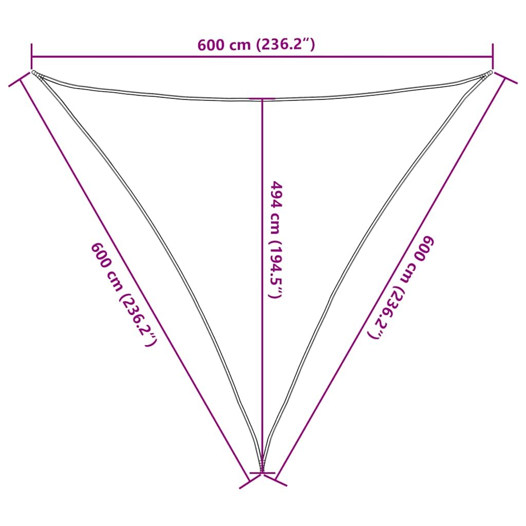 Vidaxl Toldo De Vela Triangular Hdpe Amarillo 160 G/m² 6x6x6 M_2